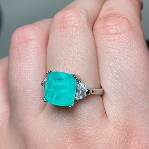 Paraiba Tourmaline White CZ Crystal Ring